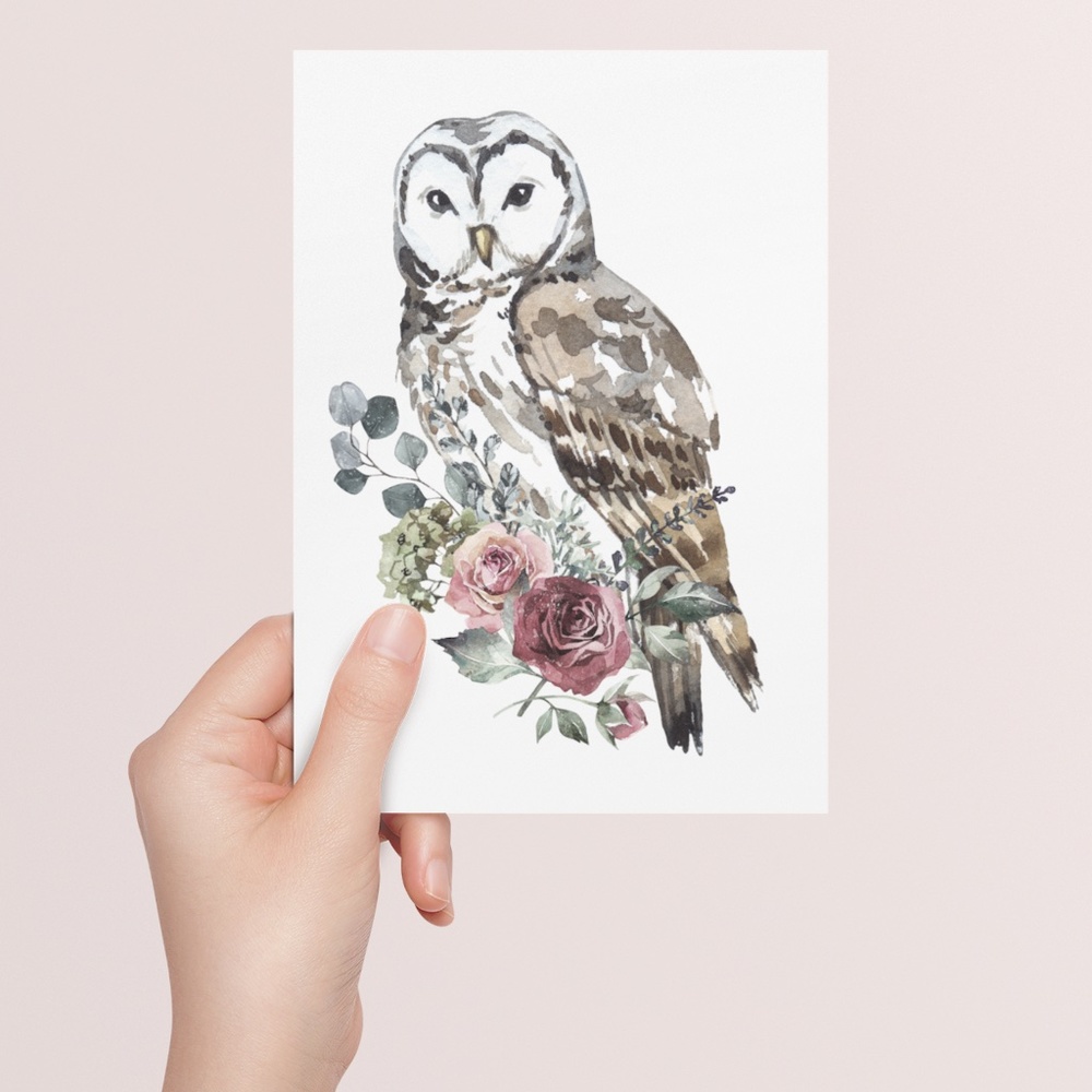 Owl Watercolor Illustration Wall Art Print Poster Portrait Unframed - Picture 9 of 17